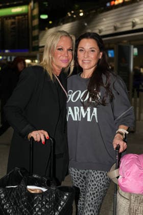 RTL Dschungelcamp - Frankfurt 2026. Simone Ballack & Birgit Fischer Höpper bei der Abreise zur RTL-Sendung Ich bin ein Star Holt mich hier raus. Dschungelcamp 2026 am Flughafen Frankfurt. Frankfurt Flughafen Hessen