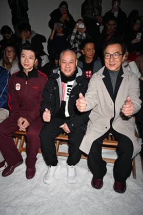 Milan, Milan Men s Fashion Week: Fall Winter 2026 - Men s Fashion, Fall Winter 2026 - Li-Ning fashion show - front row. Pictured: Ma Long, Mr. Li Ning, Jackie Chan  Copyright: xSimonaxChiocciax xipa-agency.netx xFotosickix IPA_Agency_IPA70141617
