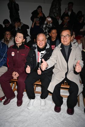 Milan, Milan Men s Fashion Week: Fall Winter 2026 - Men s Fashion, Fall Winter 2026 - Li-Ning fashion show - front row. Pictured: Ma Long, Mr. Li Ning, Jackie Chan  Copyright: xSimonaxChiocciax xipa-agency.netx xFotosickix IPA_Agency_IPA70141621