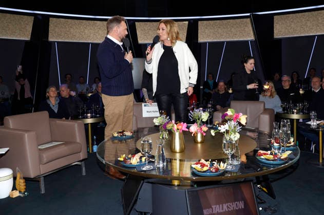 Steven Gätjen und Bettina Tietjen bei der Aufzeichnung der NDR Talk Show im NDR Fernsehstudio Lokstedt. Hamburg, 16.01.2026