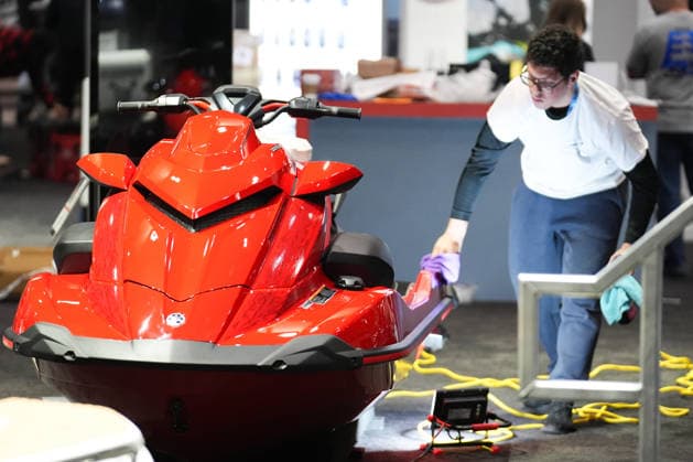 2026 Toronto International Boat Show - Media Preview Day TORONTO, CANADA - JANUARY 16 : Workers prepare the 68th Toronto International Boat Show area during the media preview day in Toronto, Ontario on January 16, 2026. North America s Largest indoor boat show featuring boats, marine products and accessories, will run between January 17 to 25. Mert Alper Dervis Anadolu Toronto Canada. Editorial use only. Please get in touch for any other usage.  Copyright: x2026xAnadoluxMertxAlperxDervisx