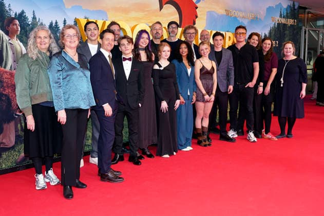 Tom Schilling, Emil Bloch, Emile Cherif, Lilli Falk, Johan von Ehrlich, Sophie Lelenta, Lara Amelie Rosa, Olivia Sinclair, Oliver Masucci und Olivia Sinclair mit Cast und Team bei der Premiere des Kinofilms Woodwalkers 2 im Mathäser Filmpalast. München, 16.01.2026