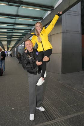 RTL Dschungelcamp - Frankfurt 2026. Patrick Romer und Freundin Annelie Henz bei der Abreise zur RTL-Sendung Ich bin ein Star Holt mich hier raus. Dschungelcamp 2026 am Flughafen Frankfurt. Frankfurt Flughafen Hessen