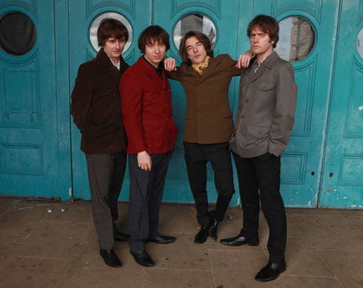 Sunny Afternoon musical London, UK. Photocall for the cast of The Kinks inspired musical Sunny Afternoon. The show is about the rise of the north London music group The Kinks in the 1960s. They were considered part of the elite British music scene and rivals to The Beatles and The Rolling Stones at the time. L-R: Harry Curley (Peter Quaife), Zakarie Stokes (Mick Avory), Oliver Hoare ( Dave Davies) and Danny Horn (Ray Davies). The show has been on tour around the UK. They™re in London to 31st January 2026, Alexandra Palace. 16th January 2026. LMK11-S170126-001 Steve Bealing Landmark Media 