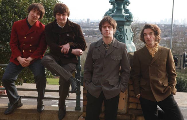 Sunny Afternoon musical London, UK. Photocall for the cast of The Kinks inspired musical Sunny Afternoon. The show is about the rise of the north London music group The Kinks in the 1960s. They were considered part of the elite British music scene and rivals to The Beatles and The Rolling Stones at the time. L-R: Zakarie Stokes (Mick Avory), Harry Curley (Peter Quaife), Danny Horn (Ray Davies) and Oliver Hoare ( Dave Davies). The show has been on tour around the UK. They™re in London to 31st January 2026, Alexandra Palace. 16th January 2026. LMK11-S170126-001 Steve Bealing Landmark Media 