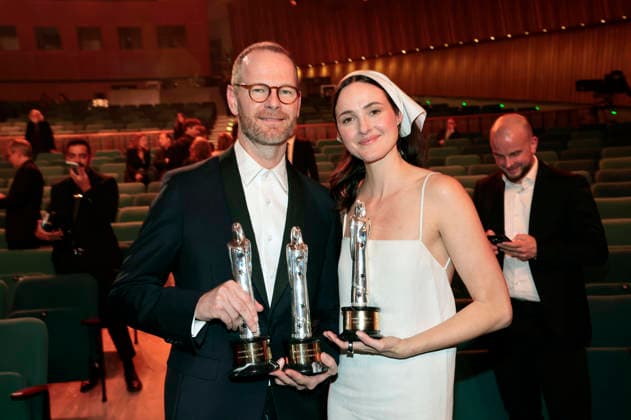 Joachim Trier und Renate Reinsve bei der Verleihung des 38. Europäischen Filmpreises 2026 im Haus der Kulturen der Welt. Berlin, 17.01.2026 *** Joachim Trier and Renate Reinsve at the presentation of the 38 European Film Awards 2026 at the Haus der Kulturen der Welt Berlin, 17 01 2026 Foto:xS.xGabschx xFuturexImagex efa_6342