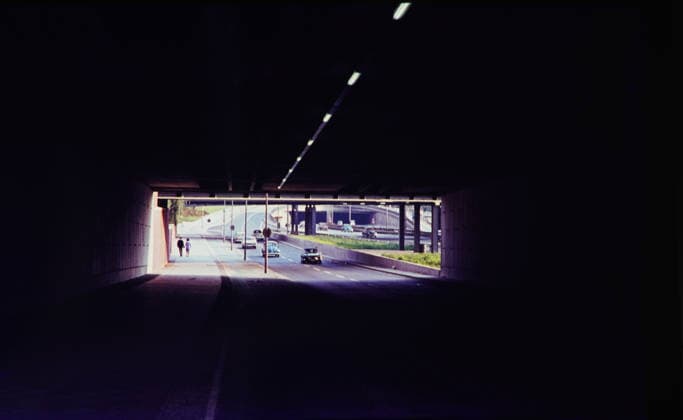 Stadtautobahn GER, 20220101, Aufnahme Berlin, ca. 1960, Fahrt Richtung Messe *** GER city highway, 20220101, photo of Berlin, ca. 1960, driving towards the trade fair center