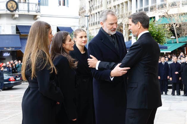 19-01-2026 Greece King Felipe and Crown Prince Pavlos and Queen Letizia and Princess Leonor and Princess Sofia leave the Metropolitan Cathedral of Athens, after they attended the funeral service of Princess Irene, Athens, Greece.  Copyright: xPPEx