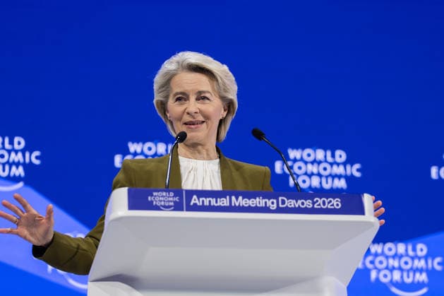 Ursula von der Leyen, President of the European Commission speaks at the World Economic Forum Annual Meeting 2026 Ursula von der Leyen, President of the European Commission speaks at the World Economic Forum Annual Meeting 2026 in Davos-Klosters, Switzerland, 20 January., Credit:World Economic Forum Avalon Switzerland, Davos  Copyright: xWorldxEconomicxForumx xAvalonx 1067627951