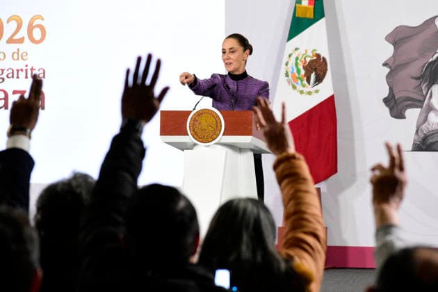 Mexico™s President Claudia Sheinbaum News Conference Mexico™s President Claudia Sheinbaum Pardo speaks about the measles outbreak and vaccination campaigns during a briefing conference at the National Palace. on January 20, 2026, in Mexico City, Mexico. (Photo by Luis Barron Eyepix Group) Copyright: xLuisxBarronx xEyepixxGroupx LB_20012026_174938