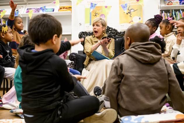 Amsterdam, The Netherlands, 2026-01-21 05:24:28 AMSTERDAM, January 21, 2026, OBA Princess Laurentien reads during the National Reading Breakfast at the Amsterdam Public Library (OBA), Reigersbos location. Twenty years ago, at this same location, the Princess read for the first time during the National Reading Days. The Reading Breakfast traditionally kicks off the National Reading Days campaign. PHOTO: NLBeeld Patrick van Emst Credit: NL Beeld Patrick van Emst  Copyright: xx x