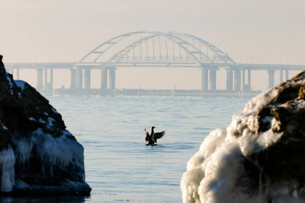RUSSIA, REPUBLIC OF CRIMEA - JANUARY 21, 2026: A view of the Kerch Strait and the Crimean Bridge in Kerch Russia  - ZUMAt113 20260121_zaa_t113_232 Copyright: xMaximxChurusovx