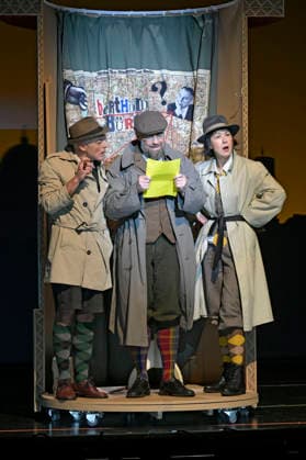 Mario Ramos, Bürger Lars Dietrich und Krista Birkner bei der Fotoprobe zum Theaterstück Erich und die Detektive im Schlosspark Theater. Berlin, 21.01.2026