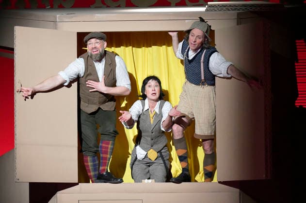 Bürger Lars Dietrich, Krista Birkner und Oliver Seidel bei der Fotoprobe zum Theaterstück Erich und die Detektive im Schlosspark Theater. Berlin, 21.01.2026