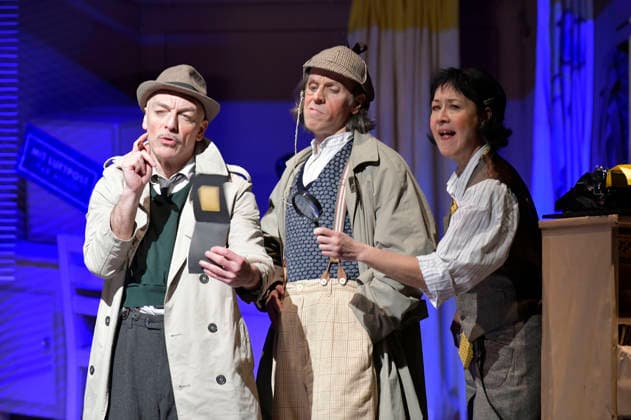 Mario Ramos, Oliver Seidel und Krista Birkner bei der Fotoprobe zum Theaterstück Erich und die Detektive im Schlosspark Theater. Berlin, 21.01.2026