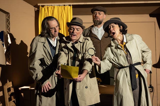 ERICH UND DIE DETEKTIVE EINE KÄSTNER-REVUE Bürger Lars Dietrich, Krista Birkner, Mario Ramos, Oliver Seidel, Henrik Kairies ERICH UND DIE DETEKTIVE EINE KÄSTNER - REVUE LIVE AM SCHLOSSPARK YARD! öffentliche TV- FOTOPROBE im Schlosspark Theater in Berlin Copyright: xEventpressxFuhrx
