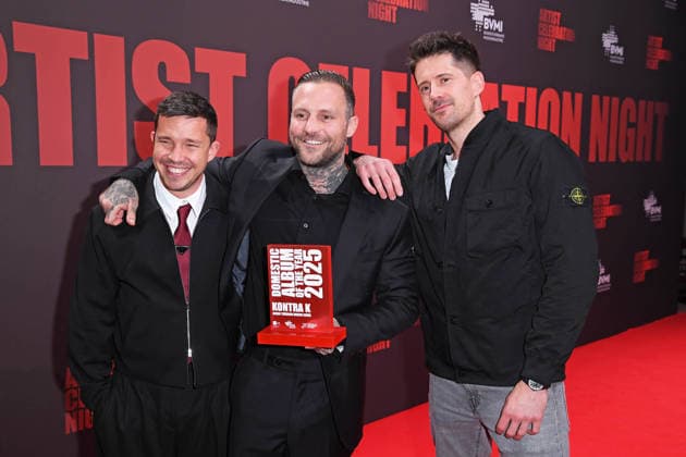 Nico Santos, Kontra K (Maximilian Diehn), Vincent Stein (SDP) bei der ARTIST CELEBRATION NIGHT des Bundesverband Musikindustrie (BVMI) in der STATION Berlin in Berlin am 21.01.2026