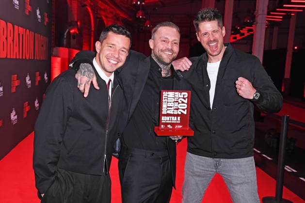 Nico Santos, Kontra K (Maximilian Diehn), Vincent Stein (SDP) bei der ARTIST CELEBRATION NIGHT des Bundesverband Musikindustrie (BVMI) in der STATION Berlin in Berlin am 21.01.2026