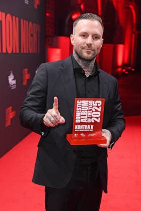 Kontra K (Maximilian Diehn) bei der ARTIST CELEBRATION NIGHT des Bundesverband Musikindustrie (BVMI) in der STATION Berlin in Berlin am 21.01.2026 *** Kontra K Maximilian Diehn at the ARTIST CELEBRATION NIGHT of the Bundesverband Musikindustrie BVMI at STATION Berlin in Berlin on 21 01 2026