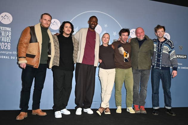 Alpe d Huez 29th Comedy Film Festival Yan Tual, Brahim Bouhlel, Thomas Ngijol, Audrey Lamy, Jean-Baptiste Saurel, Francois Damiens and Xavier Lacaille posing for a photocall during the 29th Comedy Film Festival in L Alpe d’Huez, France, on January 21, 2026. Photo by Mireille Ampilhac ABACAPRESS.COM L Alpe Du Huez France  Copyright: xAmpilhacxMireille ABACAx