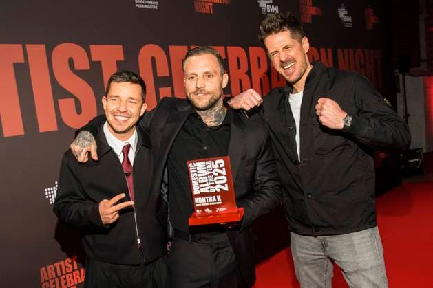 abb: Nico Santos, Kontra K (Maximilian Diehn) , Preistraeger Domestic Album of the Year und Beatzarre zu Gast bei der Artist Celebration Night im Station Berlin am 21.01.2026 in Berlin Berlin Deutschland