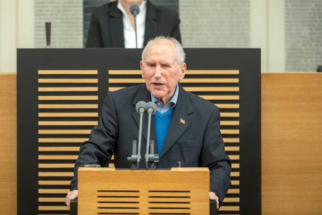 Plenardebatte im Saarländischen Landtag am Mittwoch (21.1.2026) bei der Debatte zur Frankreichpolitik. Im Bild: Josef Dörr (MdL, AfD). *** Plenary debate in the Saarland state parliament on Wednesday 21 1 2026 during the debate on France policy In the picture Josef Dörr MdL, AfD bub