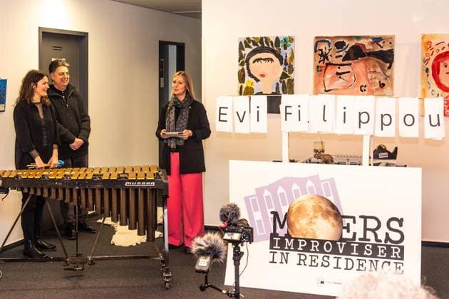 Vorstellung Improviser in Residence 2026 ** NUR FÜR REDAKTIONELLE ZWECKE ** EDITORIAL USE ONLY **<p>22.01.2026 Vorstellung Improviser in Residence 2026 Es ist Evi Filipou. rechts Bürgermeisterin Julia Zupancic bei ihrer Ansprache Deutschland NRW Moers Copyright: RainerxHoheisel
