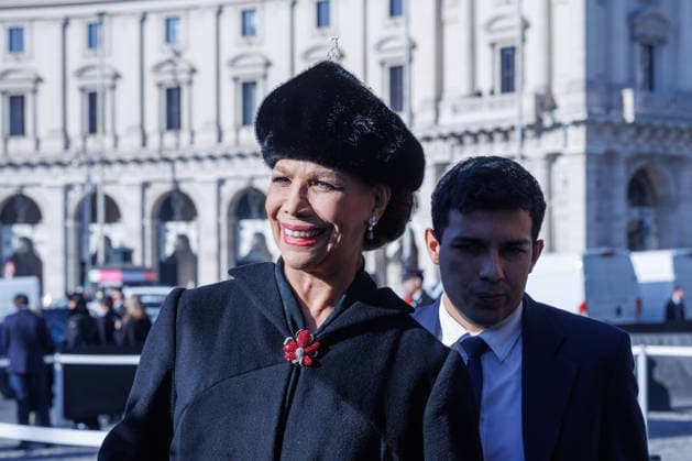 Foto IPP - Emanuela Vertolli Gruppo Editoriale LiveMedia Rome 23 01 2026 Nella foto: Marisella Federici arrives at Valentino Garavani s funeral on January 23rd., 2026 at Basilica S.Maria degli Angeli e dei Martiri, Rome, Italy Italy Photo Press - World Copyright