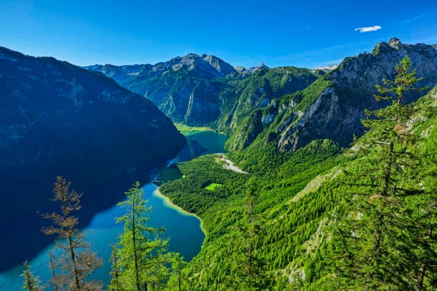 View of Koenigssee lake and Berchtesgaden Alps in Upper Bavaria, ANSF01653