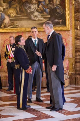 January 23, 2026, Madrid, Madrid, Spain: KING FELIPE VI of Spain, QUEEN LETIZIA of Spain, Minister of Foreign Affairs, European Union and Cooperation JOSo° MANUEL ALBARES and Prime Minister PEDRO SANCHEZ receive the Diplomatic Corps accredited to Spain Madrid Spain - ZUMAc260 20260123_zep_c260_018 Copyright: xMikexChicorrox