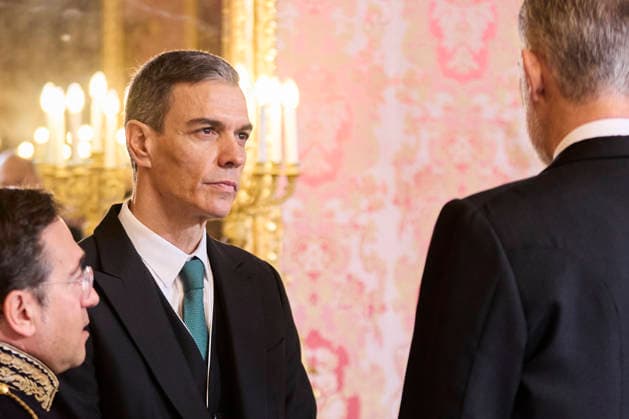 January 23, 2026, Madrid, Madrid, Spain: KING FELIPE VI of Spain, QUEEN LETIZIA of Spain, Minister of Foreign Affairs, European Union and Cooperation JOSo° MANUEL ALBARES and Prime Minister PEDRO SANCHEZ receive the Diplomatic Corps accredited to Spain Madrid Spain - ZUMAc260 20260123_zep_c260_041 Copyright: xMikexChicorrox