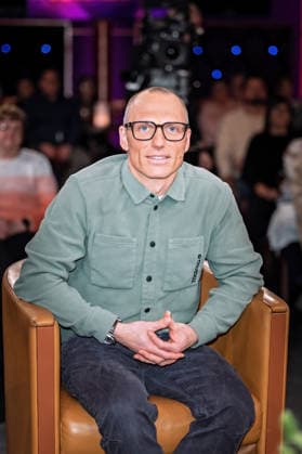 MDR - Riverboat. Ex-Biathlet Erik Lesser anläßlich der Aufzeichnung der MDR - Talkshow Riverboat am 23.01.2026 in der Mediacity Leipzig. 20260123SFL0055