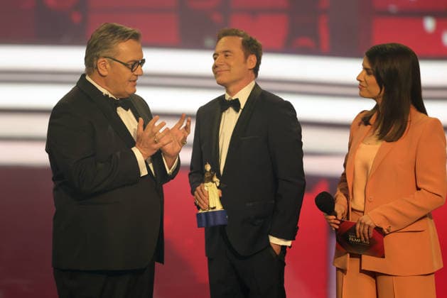 Bayerischer Filmpreis 2025 Michael Bully Herbig und Hape Kerkeling. Verleihung des 47. Bayerischen Filmpreises am 23.01.2026 im Prinzregententheater in München. Bayern, Deutschland. Der Bayerische Filmpreis wird seit 1979 von der Bayerischen Staatsregierung verliehen, um die Bedeutung des Kinofilms als Kulturgut herauszustellen.