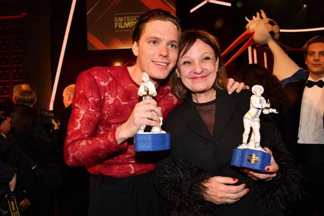 Til Schindler and Heike Hanold-Lynch with their awards during the 47th Bavarian Film Awards 2025 (Bayerischer Filmpreis) at Prinzregententheater on January 23, 2026 in Munich, Germany 47th Bavarian Film Awards Bayerischer Filmpreis in Munich, Germany