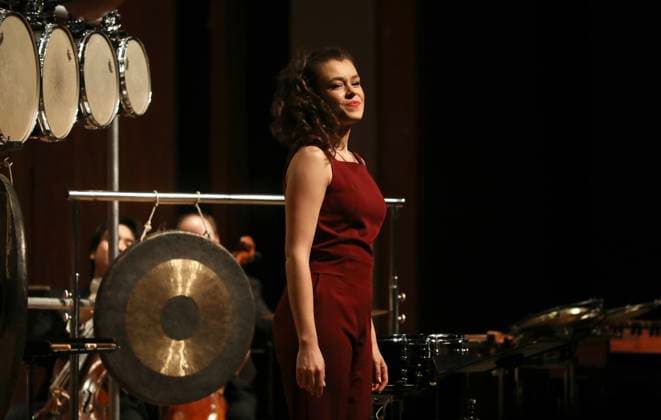 January 24, 2026, Hong Kong, China: Polish percussionist, winner of the 2nd Prize at the Geneva International Music Competition 2019, stand and receiving ovation from the audience at the City Hall Concert Hall after the performance of Peter Eotvos THE SPEAKING DRUMS with Hong Kong Sinfonietta giving her debut concert in Hong Kong.Jan-24,2026Hong Kong.ZUMA Hong Kong China - ZUMAl137 20260124_fap_l137_004 Copyright: xLiauxChung-renx