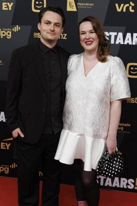 Radio Presenter Maarten Vancoillie and Dorothee Dauwe pictured during the fourth edition of the Kastaars! , Flemish media awards, in Lint, Saturday 24 January 2026. Media companies and broadcasters VRT, DPG Media and Play Media and streaming platform Streamz are joining forces for these media prices.  NICOLASxMAETERLINCK 158373003