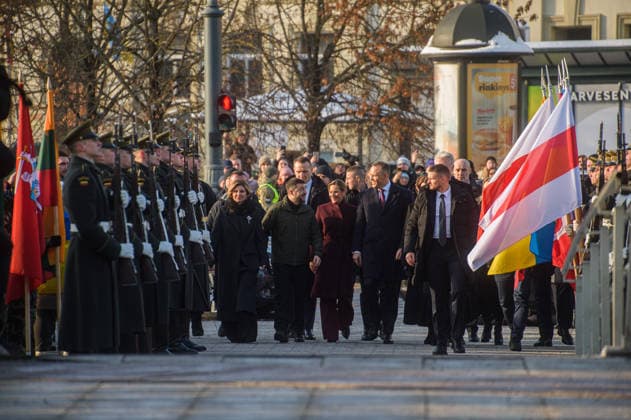 Polish President Nawrocki - Ukrainian President Zelenskyy - Lithuanian President Nauseda trilateral meeting in Vilnius VILNIUS, LITHUANIA - JANUARY 25: Polish President Karol Nawrocki, Ukrainian President Volodymyr Zelenskyy, and Lithuanian President Gitanas Nauseda convened for commemorative events marking the 163rd anniversary of the January Uprising in Vilnius, Lithuania on January 25, 2026. Yauhen Yerchak Anadolu Vilnius Lithuania. Editorial use only. Please get in touch for any other usage.  Copyright: x2026xAnadoluxYauhenxYerchakx