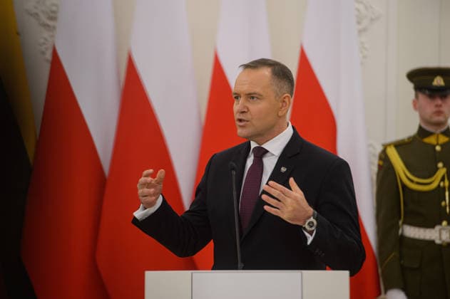 Polish President Nawrocki - Ukrainian President Zelenskyy - Lithuanian President Nauseda trilateral meeting in Vilnius VILNIUS, LITHUANIA - JANUARY 25: Polish President Karol Nawrocki attends joint press conference after trilateral meeting in Vilnius, Lithuania on January 25, 2026. Yauhen Yerchak Anadolu Vilnius Lithuania. Editorial use only. Please get in touch for any other usage.  Copyright: x2026xAnadoluxYauhenxYerchakx