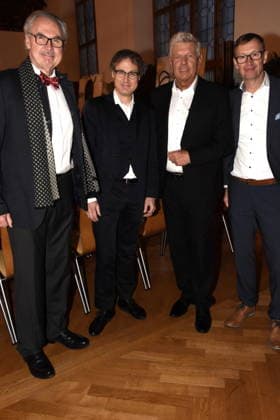 Professor Dr.med Markus M. Lerch Aerztlicher Direktor des LMU Muenchen Professor Christian Hagl, Direktor der Klinik fuer Herzchirurgie am LMU Klinikum. Dieter Reiter Oberbuergermeister Prof Dr. Dr. med.Berend Feddersen LMU Muenchen Muenchen 25.01.2025 Herz fuer Herz Empfang der Stadt Muenchen im Alten Rathaus fuer Menschen nach Herztransplantation laedt das LMU Klinikum Foto Muenchen