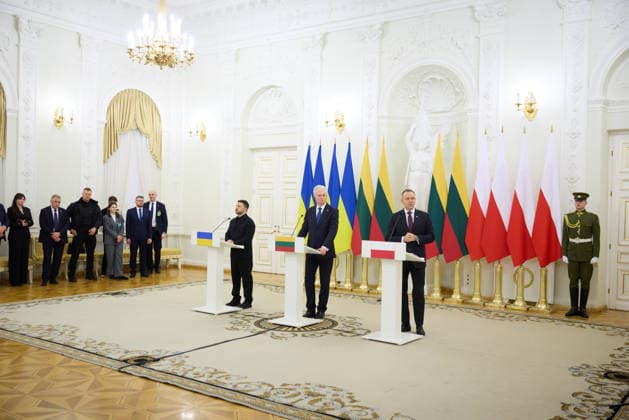 Zelenskyy visits Lithuania Volodymyr Zelenskyy President of Ukraine, Gitanas NausÄ—da President of Lithuania, Karol Nawrocki President of Poland Working Visit of the President and the First Lady of Ukraine to Lithuania to Take Part in Events Marking the Anniversary of the January Uprising. Vilnius, Lithuania on January 25, 2026 Vilnius Lithuania Copyright: xx