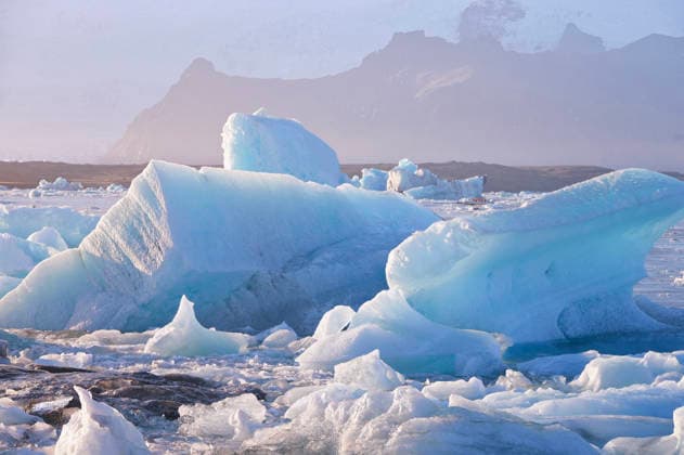 Arctic nature ice landscape, Icebergs from melting glacier in Jo Djúpivogur, Múlaþing, Iceland CR_SSBW260125-1949770-01