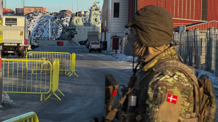 Denmark sends military equipment, advance troops to Greenland NUUK, GREENLAND - JANUARY 26: Danish army soldiers are stationed off the port of Nuuk amid rising tensions over the Arctic island’s strategic importance and renewed rhetoric from the US, in Greenland on January 26, 2026. A second warship has arrived in Nuuk to join a vessel. Muath Hamed Anadolu Nuuk Greenland. Editorial use only. Please get in touch for any other usage.  Copyright: x2026xAnadoluxMuathxHamedx