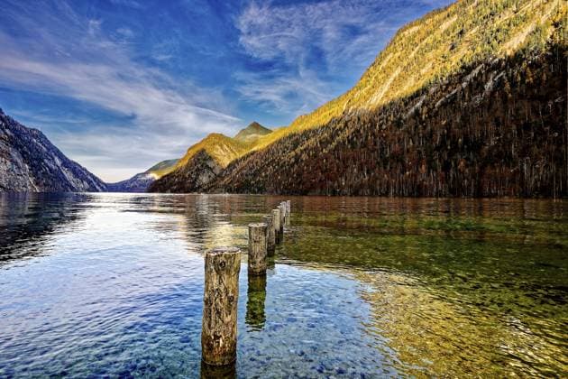 Königssee, Alpen, Herbst, Tourismus, Voralpensee, Sonnenuntergang, Urlaub, Schönau am Königssee, Oberbayern, Bayern, Deutschland Königssee, Alps, autumn, tourism, Prealpine lake, sunset, vacation, Schönau am Königssee, Upper Bavaria, Bavaria, Germany Copyright: imageBROKER KenxKühlbrandt ibxkkh16075680.jpg