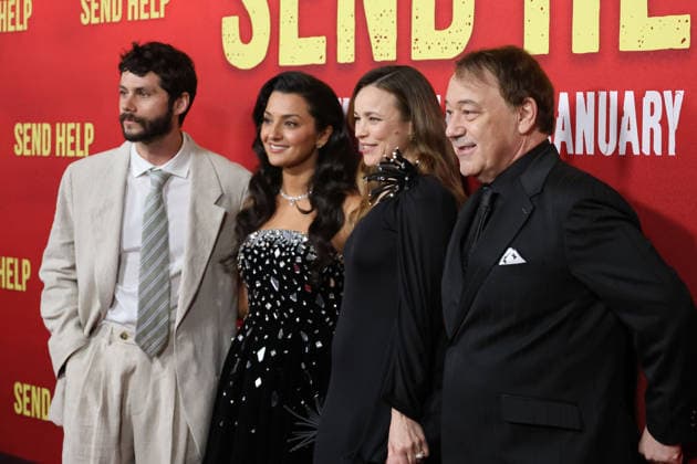 January 26, 2026, Los Angeles, Ca, USA: LOS ANGELES - JAN 21: Dylan O Brien, Zainab Azizi, Rachel McAdams, Sam Raimi at Send Help World Premiere at the TCL Chinese Theater IMAX on January 21, 2026 in Los Angeles, CA Los Angeles USA - ZUMAnc22 20260126_zaa_nc22_023 Copyright: xKathyxHutchinsx