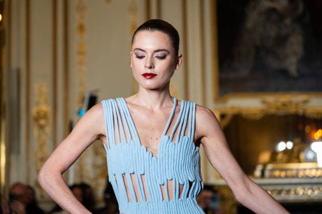 PFW - Imane Ayissi Runway Anastasia Degtyarenko walks the runway during the Imane Ayissi Haute Couture Week Spring Summer 2026 show as part of Paris Fashion Week Paris, France on January 26, 2026. Photo by LounisPhotography ABACAPRESS.COM Paris France  Copyright: xLounisPhotography ABACAx
