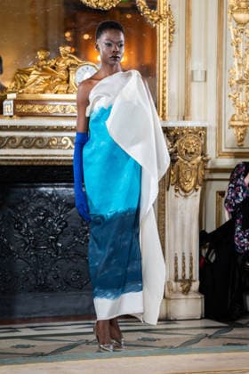 PFW - Imane Ayissi Runway A model walks the runway during the Imane Ayissi Haute Couture Week Spring Summer 2026 show as part of Paris Fashion Week Paris, France on January 26, 2026. Photo by LounisPhotography ABACAPRESS.COM Paris France  Copyright: xLounisPhotography ABACAx