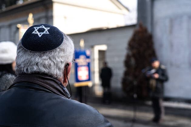 January 27, 2026, Turin, To, Italy: January 27, 2026, Turin, Monumental Cemetery. Holocaust Remembrance Day. Institutional ceremony honoring the gravestones of the fallen, dedicated to the memory of the extermination of the Jewish people, military internees, and all those deported to Nazi camps. Turin Italy  - ZUMAa289 20260127_zia_a289_114 Copyright: xSelenexDanielex