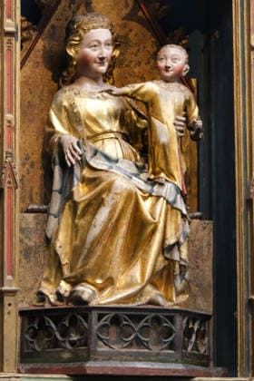27.01.2026, Frankfurt, DEU Pressetermin im Staedel Museum. Die Thronende Muttergottes (um 1320 1330) aus dem Altenberger Altar konnte durch die Unterstützung der Ernst von Siemens Kunststiftung, des Städelschen Museums-Vereins sowie der Kulturstiftung der Länder für das Städel Museum angekauft werden. Die Altenberger Madonna ist im Verzeichnis national wertvollen Kulturguts aufgeführt und daher vor dem Export geschützt.