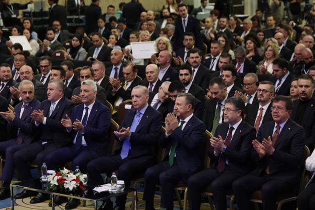 Turkish President Recep Tayyip Erdo?an participates in an awards ceremony for success Turkish President Recep Tayyip Erdo?an participates in an awards ceremony for success in international contracting services in the Turkish capital, Ankara, January 27, 2026. Photo by Turkish presidency apaimages Istanbul Istanbul Turkey 270126_Turkish_TPO_01(9) Copyright: xapaimagesxTurkishxpresidencyx xapaimagesx