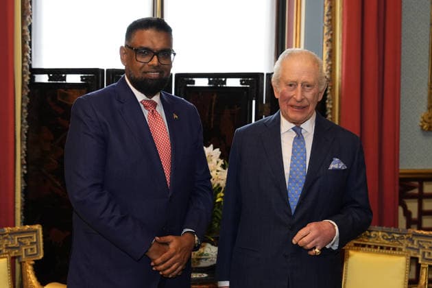 Audience at Buckingham Palace King Charles III during an audience with President of Guyana Dr Mohamed Irfaan Ali at Buckingham Palace in London. Picture date: Tuesday January 27, 2026., Credit:Aaron Chown Avalon UK, London  Copyright: xAaronxChownx xAvalonx 1069804208